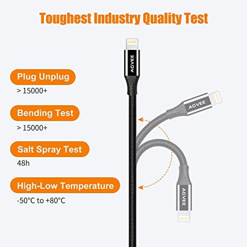 AGVEE 6.6ft Lightning OTG MIDI Cable USB Type-B Cord Compatible with iPhone iPad iOS for Electronic Music Instrument, Piano, Midi Controller, Midi Keyboard, Audio Interface Recording, Black