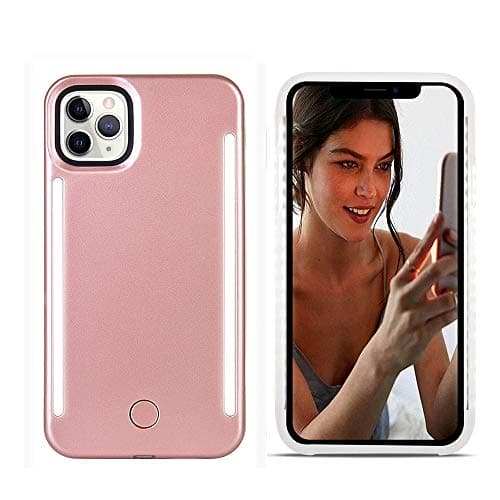 Selfie Light up Case,LNtech Rechargeable LED Light Up Flash Lighting Selfie Case Dual Side Flashlight Illuminated Cover [Dimmable Switch] for iPhone 11 Pro (Rose Gold, iPhone 11 Pro)