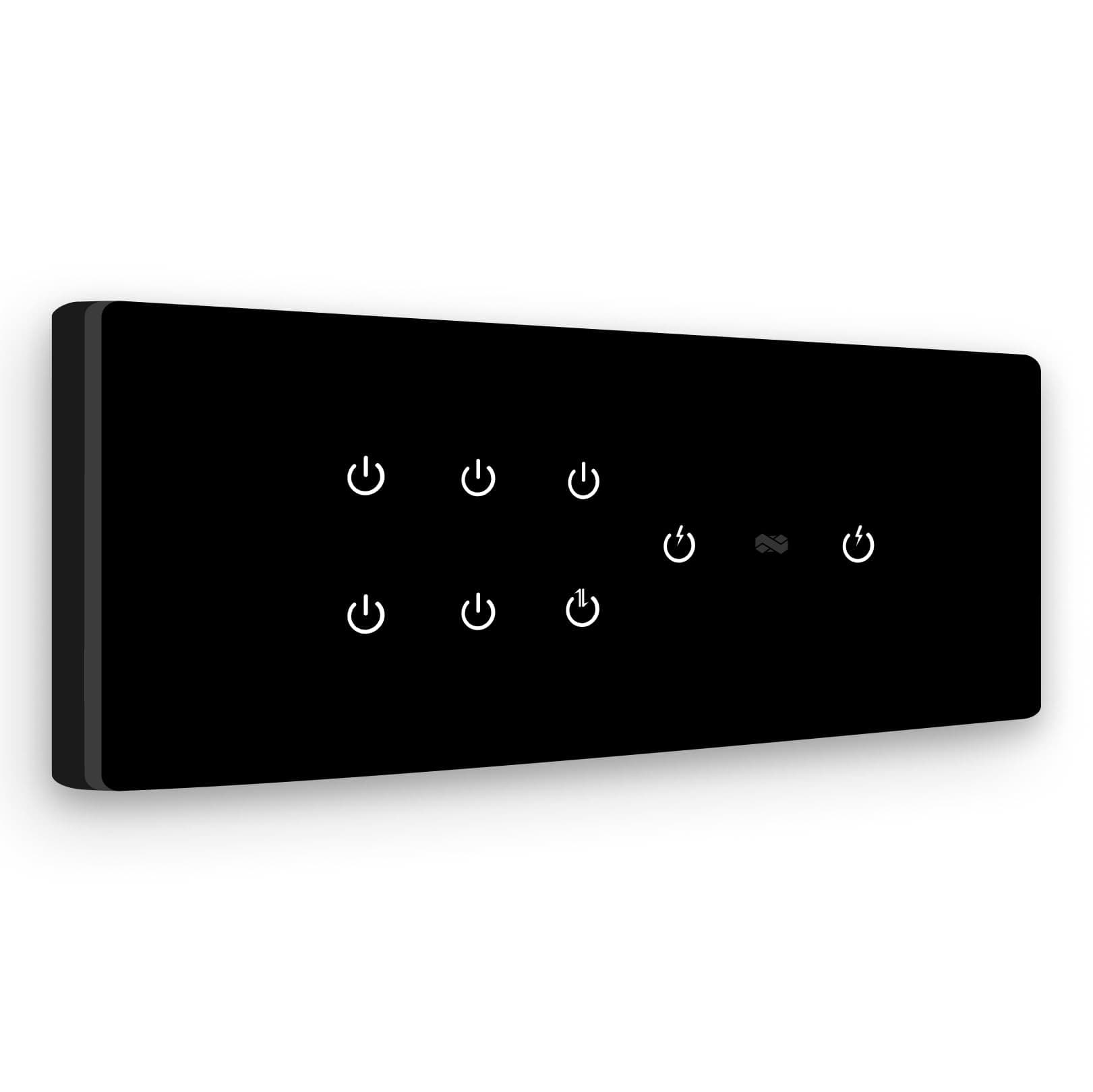 IOTICS Smart Wi-Fi: 8 x switch module. finger touch, remote control, app control. Voice by Google Home/Alexa. Home Automation Solution (Black)