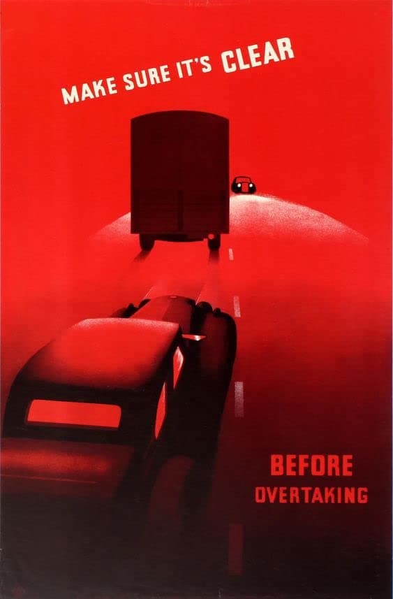 Make Sure It's Clear Before overtaking Sign, Waterproof Sticker Fixed on Foam Board and Strong doubleside Tape