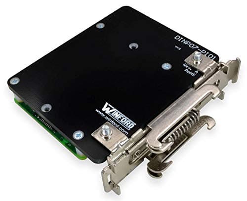 Winford EngineeringDIN Rail Mounting Plate for Raspberry Pi, Right Angle L-Bracket Design, Black, RoHS Compliant