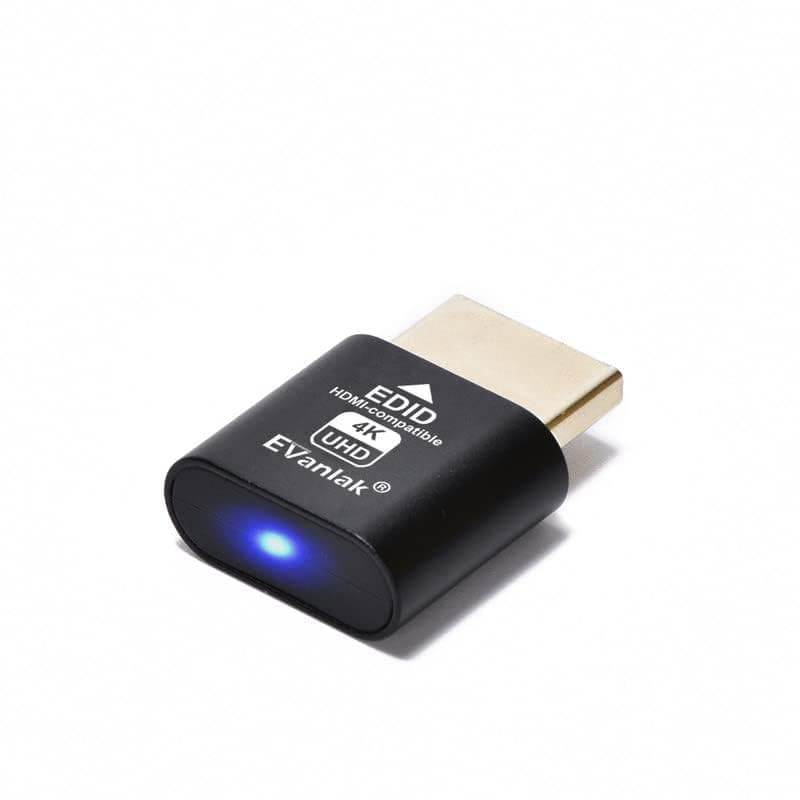 EVanlak HDMI Dummy Plug Headless Ghost Display Emulator Aluminum PC（Fit Headless-3840x2160@60H 3RD）-1Pack