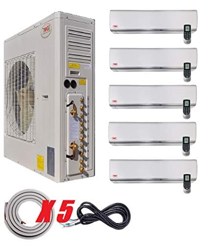 YMGI Ductless Mini Split Air Conditioner with Heat Pump Five Zone - 5 Zone 63000 BTU 9000 9000 9000 12000 24000 Wall Mount with 25 Ft Line Set