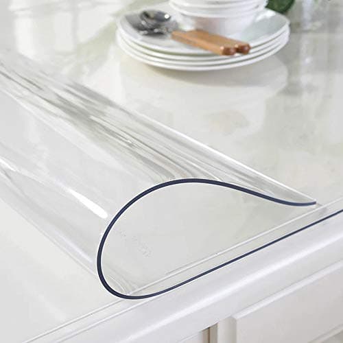 OstepDecor Clear Table Protector, 48 x 90 Inch Clear Table Cover Protector, 1.5mm Thick Table Protector for Dining Room Table, Clear Plastic Tablecloth Protector, Clear Table Pad for Wood Grain 8ft
