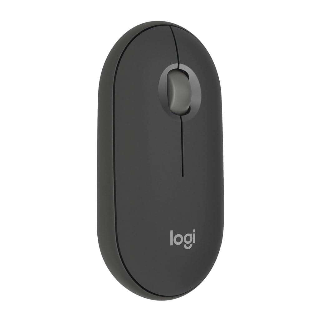 Pebble Mouse 2 M350s Slim Bluetooth Wireless Mouse, Portable, Customisable Button, Quiet Clicks, 4K DPI, 24-month battery, Easy-Switch for Windows, macOS, iPadOS, Android, Chrome OS -Graphite