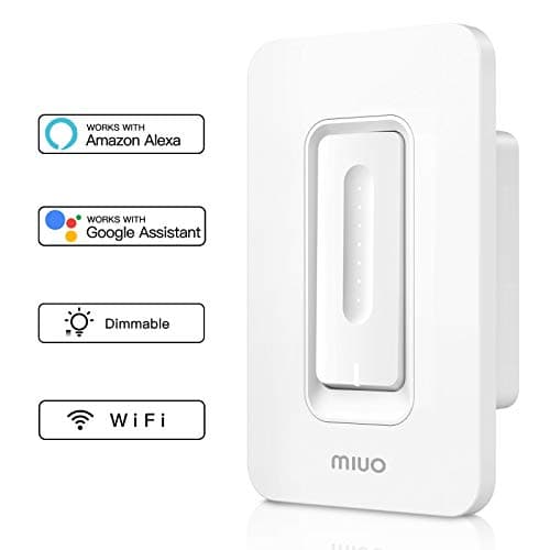 MIUO Smart Dimmer Switch Wi-Fi Touch Dimmer Time Schedule Works with Alexa/Google Assistant Voice Control Smart Light Dimmer Switch for Dimmable 400W INC/150W CFL/150W LED(Only support MIUO faceplate)
