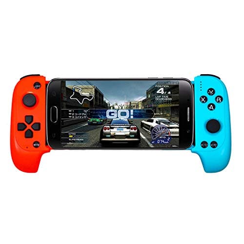 Wireless Gamepad Mobile Phone Game Controller for PUBG Android iOS Smartphones Game Controller for Mobile Legends Knives Out Rules of Survival Controller Android iOS Red and Blue