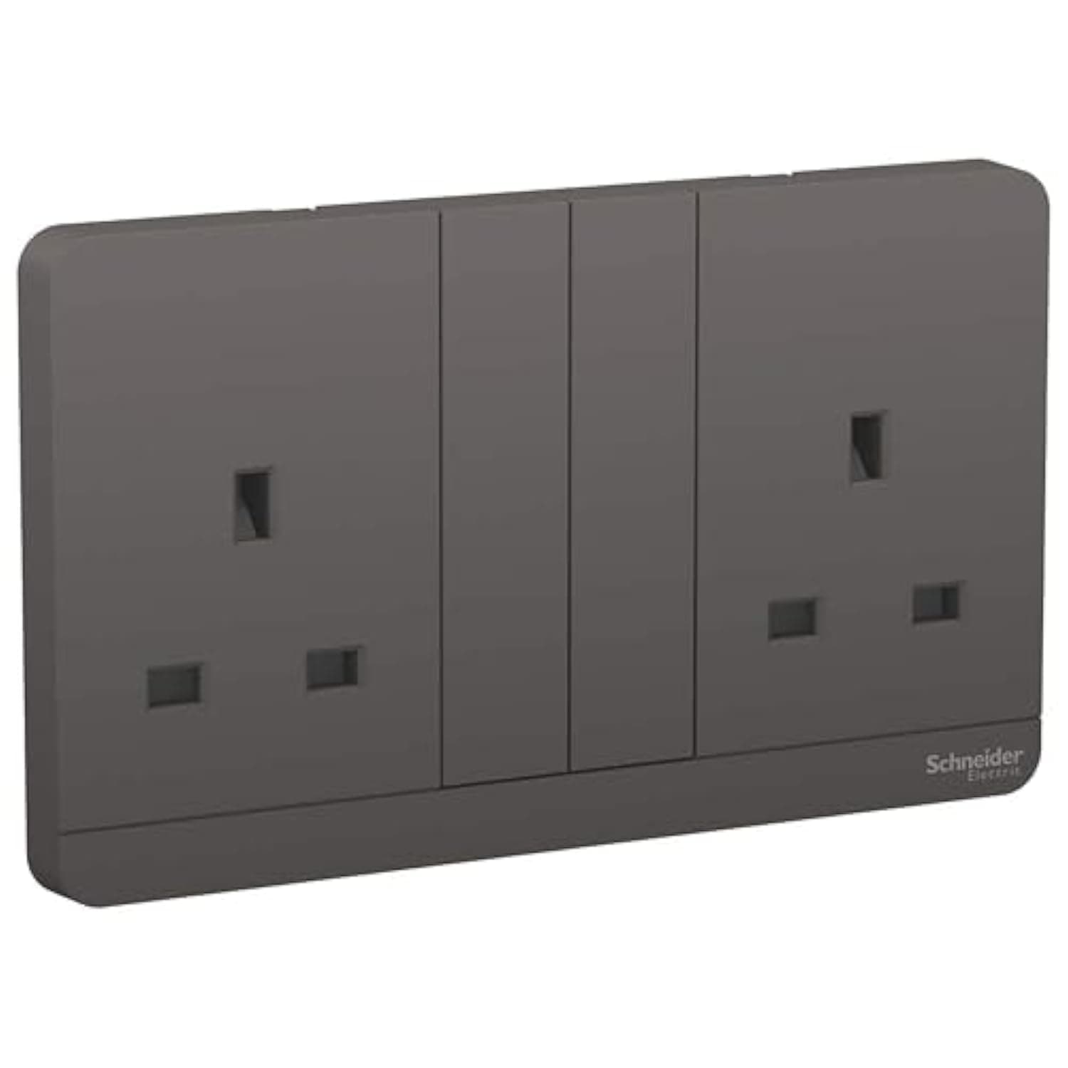 Schneider Electric E83T25_DG_G12 3P Double Switch Socket with Shutter (13Amps,250V, Dark Grey)