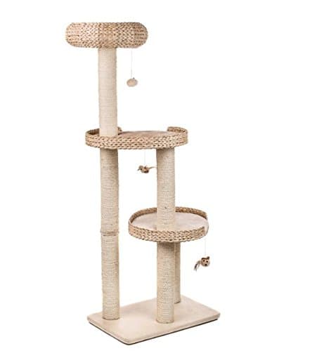 Natural Home Premium Quality Cat Tree - With Solid Wood Base and Spacious Sleeping Areas Made from Woven Water Hyacinth - Suitable for Large Cat Breeds