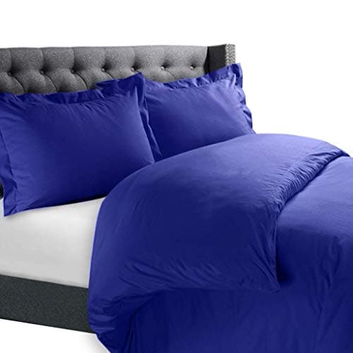 Luxurious & Soft 3 PCs Duvet Cover Set Solid Pattern 100% Egyptian Cotton Quilt Cover Set 500 TC Size Full Color Royal Blue
