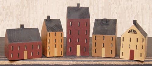 Primitive Country Rustic 5 Pc Block House Set