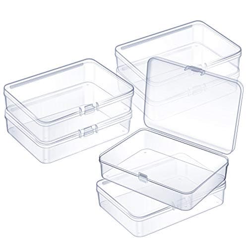Jetec 6 Pieces Mini Plastic Clear Beads Storage Containers Box for Collecting Small Items, Beads, Jewelry, Business Cards, Game Pieces, Crafts (4.5 x 3.3 x 1.2 Inch)
