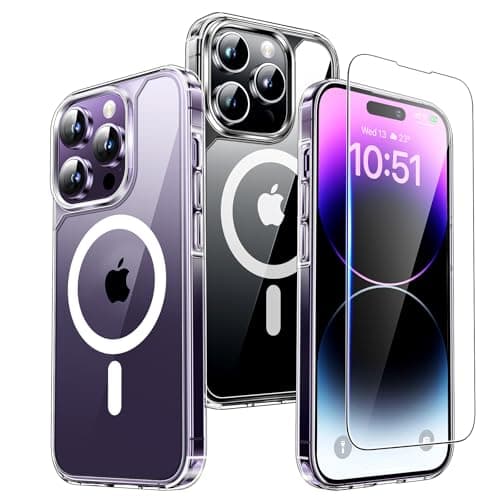 TAURI 5 in 1 for iPhone 14 Pro Max Case Clear, [Military-Grade Drop Protection] Slim Shockproof Phone Lanyard Case 6.1 inch