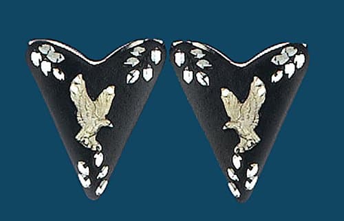 Black Screw-on Collar Tips - Silver Eagle
