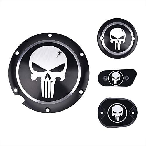 Set Clutch Timing Cover Engine Derby Timer Cover Points Covers Kit Air Cleaner Covers CNC Aluminium Skull Motorcycle Accessories for Harley Davidson Iron XL883 72