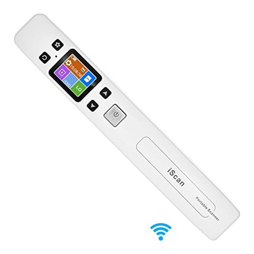 Handheld USB Mobile 1050DPI High Speed Portable Wand Document&Image Scanner A4 JPG/PDF Color/Mono Formate LCD Display(for Business, Photo,Printer,Picture, Receipts,Books) 10×1.6×1.1inch (White-WiFi)