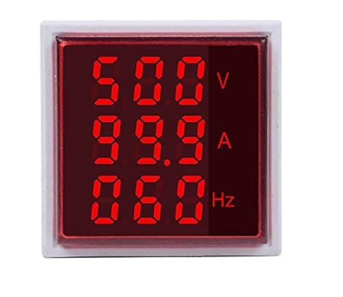 Direct AC Voltage+Current+Frequency Meter LED Display Voltmeter-Ammeter-Hertz Range 600V, 0-100A,0-50Hz (Red)