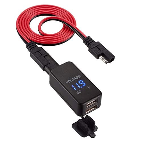 SAE to USB Adapter, Motorcycle Waterproof Quick Disconnect Plug with Dual USB Charger 2.4A & 2.4A (4.8A) & Voltmeter for Smart Phone Tablet GPS by YonHan - Blue