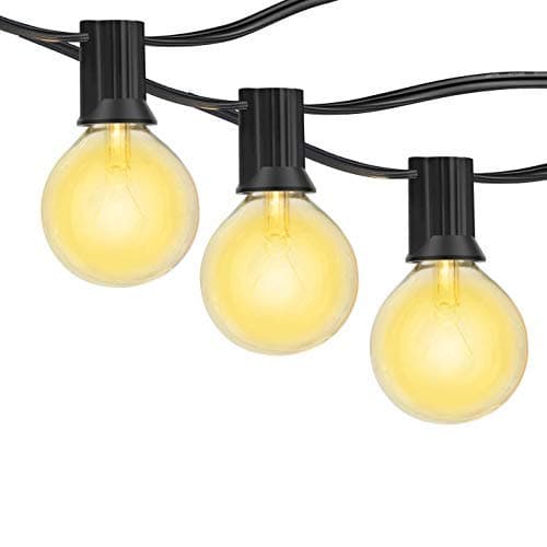 18Ft G40 Globe String Lights 10 Socket and 12 G40 LED Bulbs Dimmable 2700K Warm 0.5W Led Outdoor String Lights,Waterproof Light String 90% Energy Pro for Balcony Window Cafe Store by Boxlood