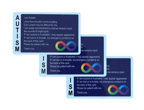 Secure ID, LLCAutism Alert Card - ADHD Awareness Cards Infinity - Write on Cards 3 Pack ID Autism Card Autism ID