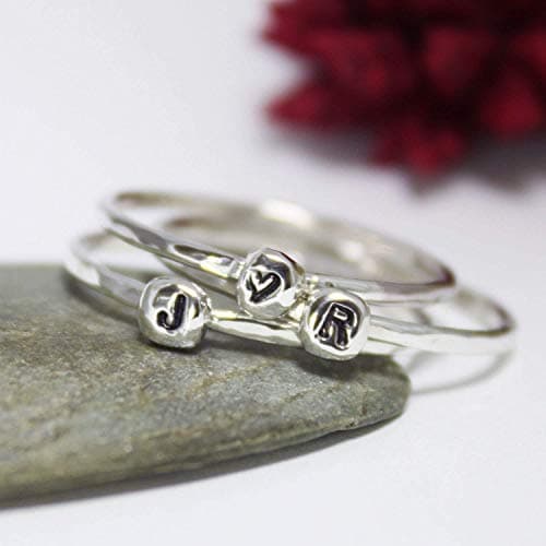 Tiny Initial Letter Ring, Personalized Custom Ring, Cute Custom Initial Letter Ring, Personalized Ring, Stacking Ring