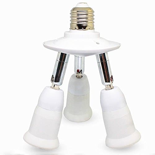 E26 E27 3 Socket Adapter E27 LED Light Bulb Converts 1 Socket into 3- Use for Standard Socket E27 LED Bulbs Universal Head 360 Degrees Adjustable, 180 Degree Bending