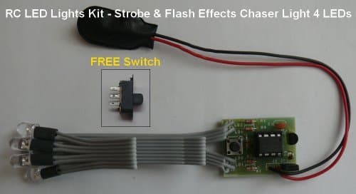 HOBBYKIT RC LED Lights Kit - Strobe & Flash Effects Chaser Light 4 LEDs - 5mm - 4 RED