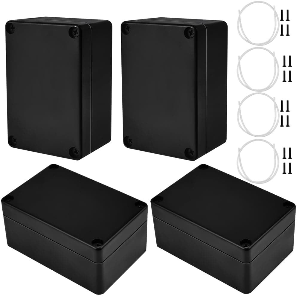4 PCS IP65 Waterproof Junction Boxes External Electrical Junction Box Outdoor Cable Connection Junction Box Plastic Project Junction Boxes Enclosure for Electronics Case - 100x68x50mm/Black