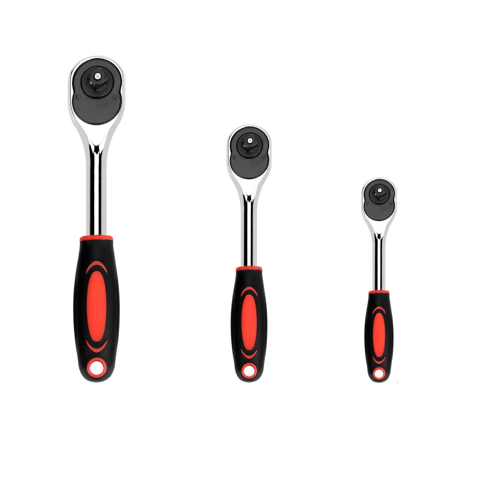 Socket Wrenches 1/2" 3/8" 1/4" Ratchet Spanner Set 3Pcs Drive Ratchet Wrench Tool Set ?Heavy Duty Quick Lever Release Wrench ?with Cushion Grip Handle Lock for Furniture Auto Car Repair