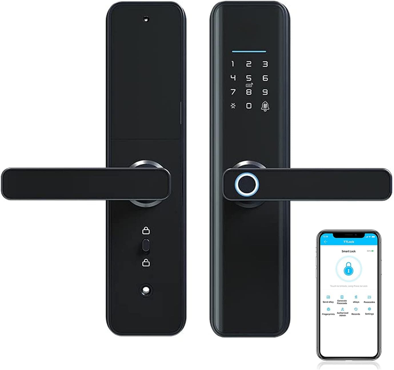 Smart Lock, Smart Door Lock (No Need Gateway) TT Lock WiFi Version Compatible with Alexa & Google, Fingerprint Door Lock,Easy Installation for Front Door, Home, Office, Airbnb (R6 TT WiFi)