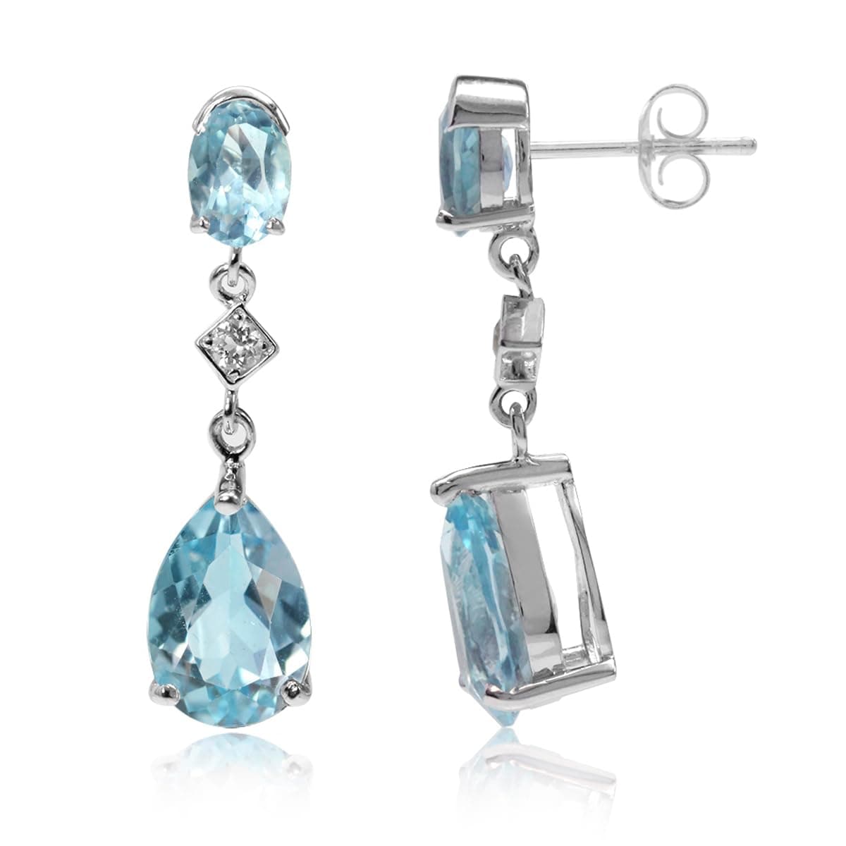 Genuine Gemstone 925 Sterling Silver Dangle Drop Post Earrings