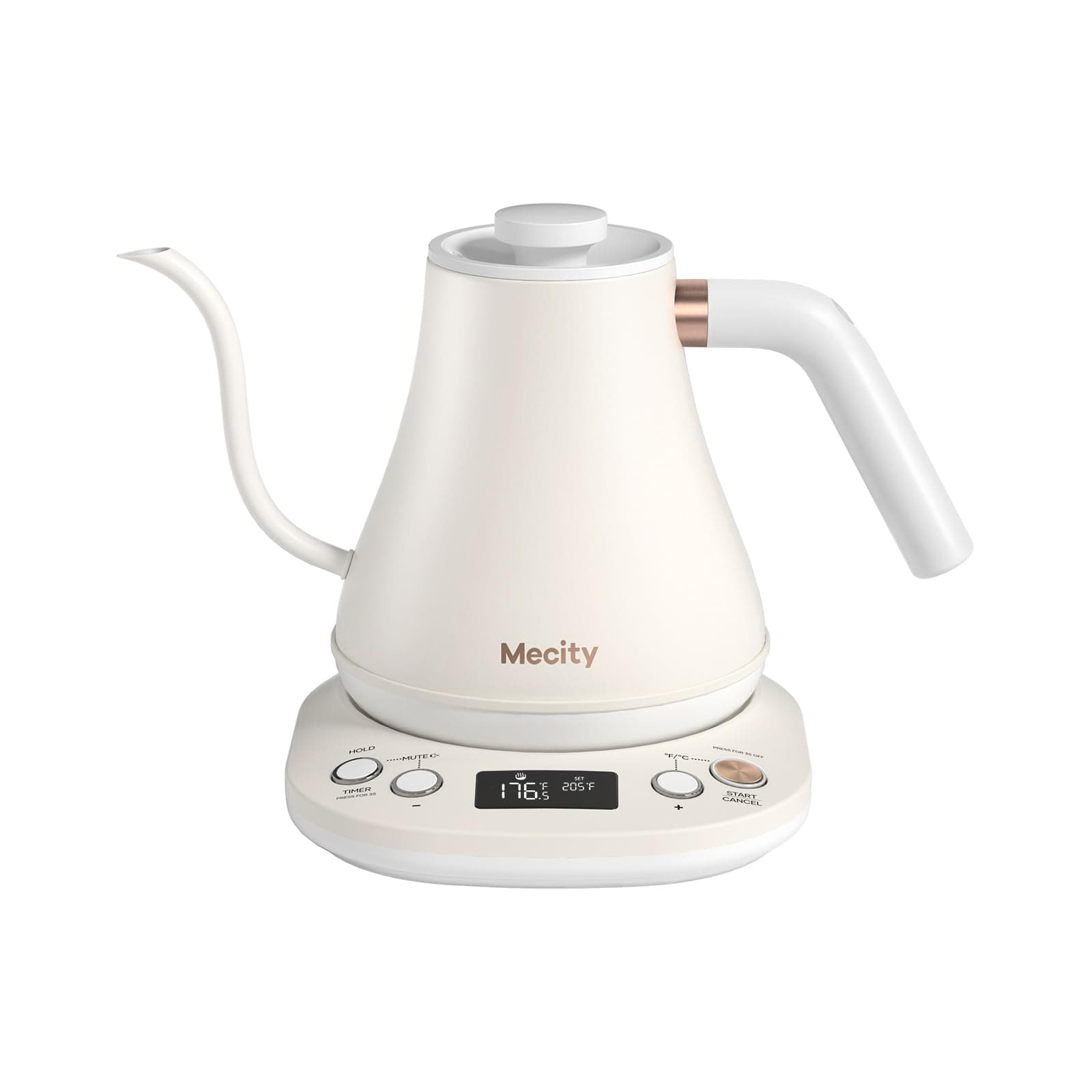 Electric Gooseneck Kettle With Keep Warm Function & LCD Display Automatic Shut Off Coffee Kettle Temperature Control Pour Over Kettle 1200 Watt, 0.8L, 120V, Off White