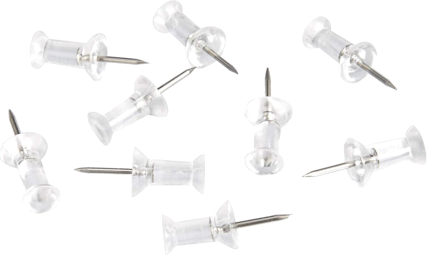 Amazon Basics Push Pins Tacks, Clear Plastic Head, Steel Point, 100-Pack