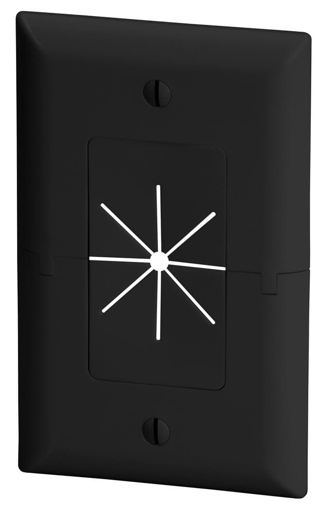 DATA COMM Electronics 45-0017-BK Split Style TV Plate with Flexible AV/HDMI Cable Pass-Through - Black