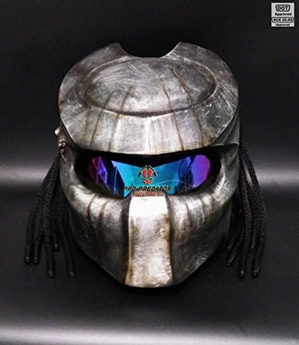 Pro Predator Motorcycle DOT Approved Helmet Silver Style include Tri Laser SY16 size small