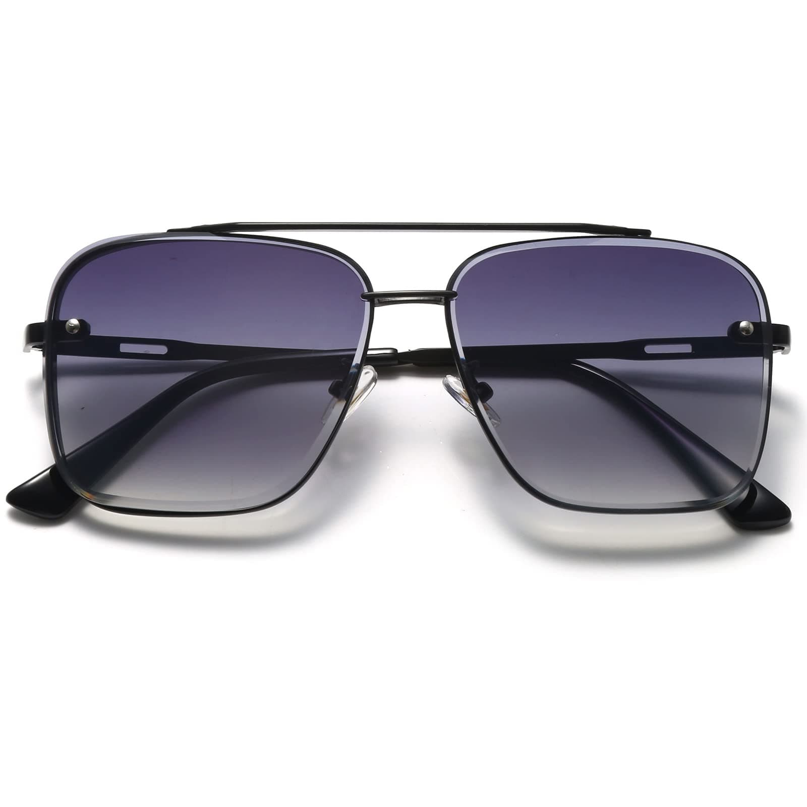 Oversized Square Aviator Sunglasses for Men Women Fashion Metal Frame Aviator Sun Glasses Tinted Lens