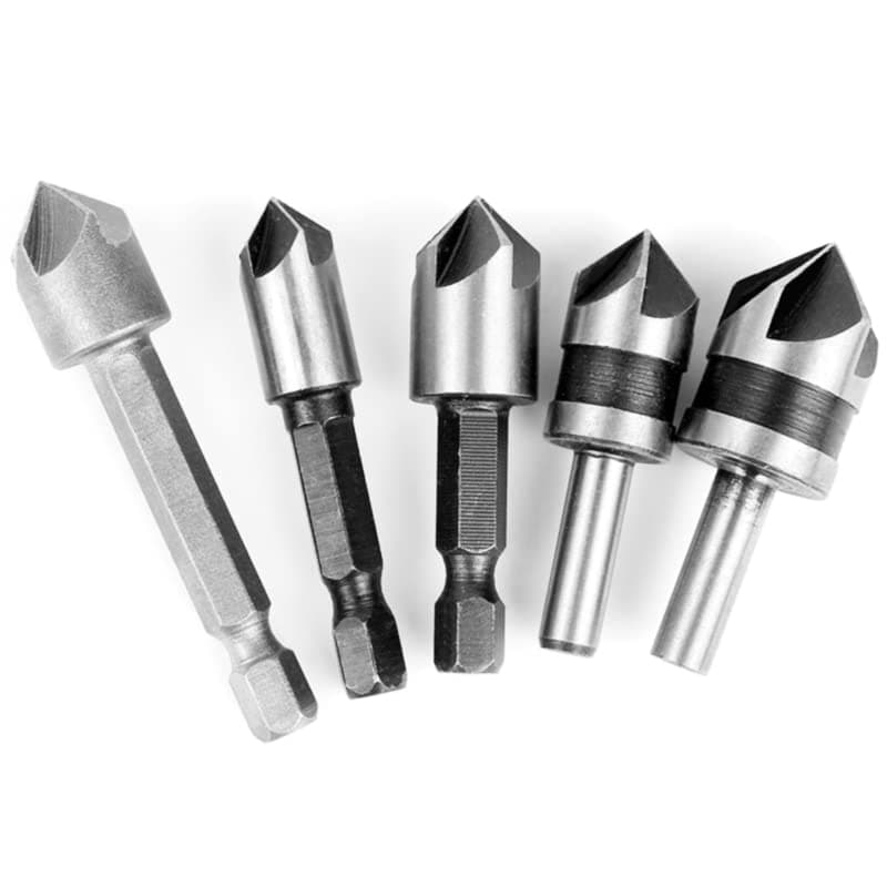 Counter Sink Drill Bits Sets | Countersink Bits for Metal | Countersinking Bit Kit 82/90 Degree/HSS/5 Flute with 1/4 Inch Shank Qianfeng
