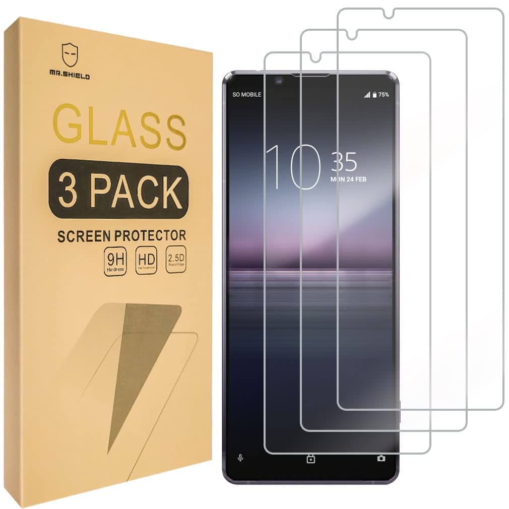 Mr.Shield Screen Protector For Sony (Xperia 1 II) [Tempered Glass] [9H Hardness] [3-Pack] Screen Protector
