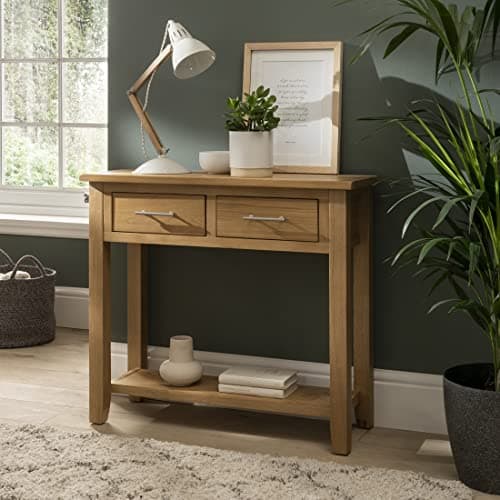 Nebraska Oak - 2 Drawer Console Table With Shelf/Hall Unit/Living Room Furniture