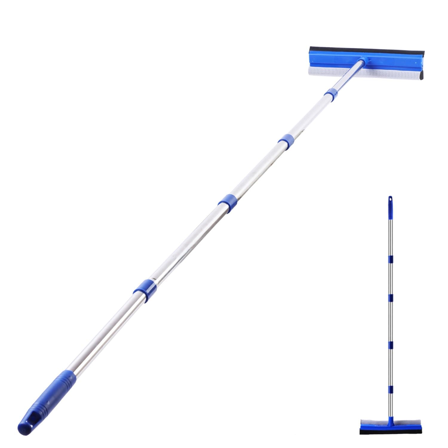 YONILL 72" Squeegee for Cleaning - Long Handle Window Cleaner Tool with Rubber Blade and Sponge Scrubber, 2 in 1 Window Washing Kit with Extension Pole for Home, Car Windshield and Glass