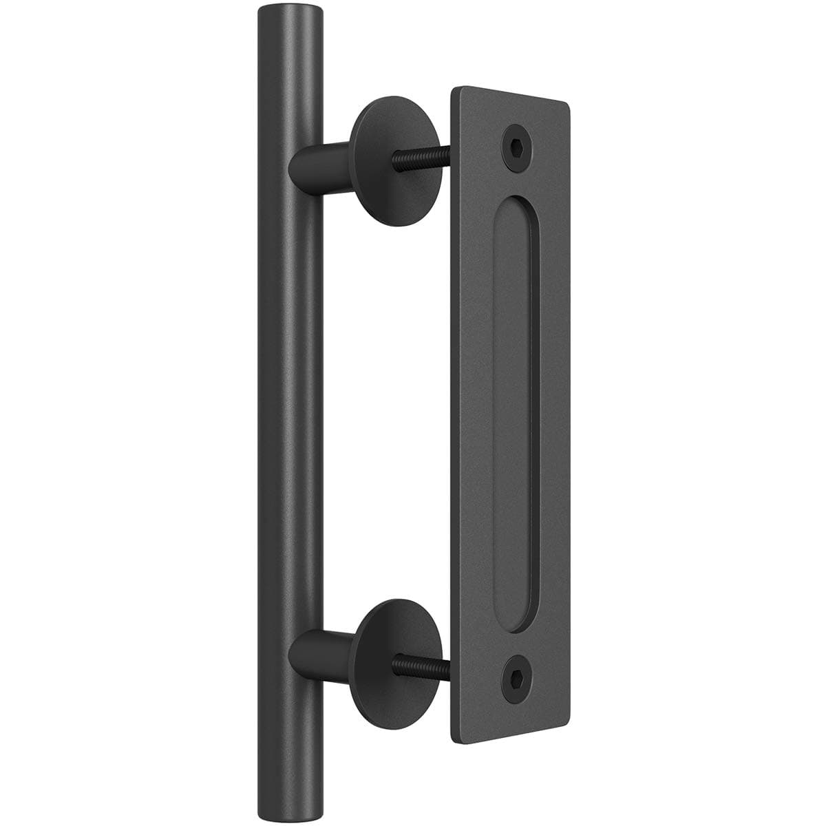 SMARTSTANDARD12" Pull and Flush Door Handle Set in Black Sliding Door Hardware Handle