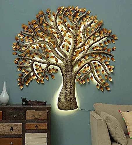 RHD Wall Decor Master TREE Decor Handicraft Metal Tree Wall with LED Light, Wall Decor Tree with led, Wall Hanging Tree, Big LED Living Room Wall Shelf Home Office Decoration (Big)