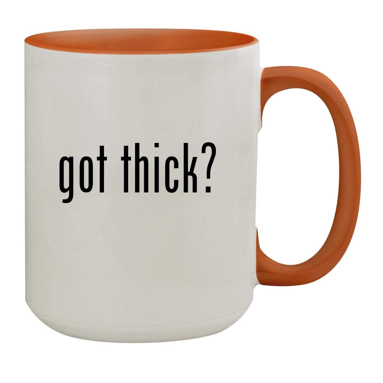 got thick? - 15oz Colored Inner & Handle Ceramic Coffee Mug, Orange