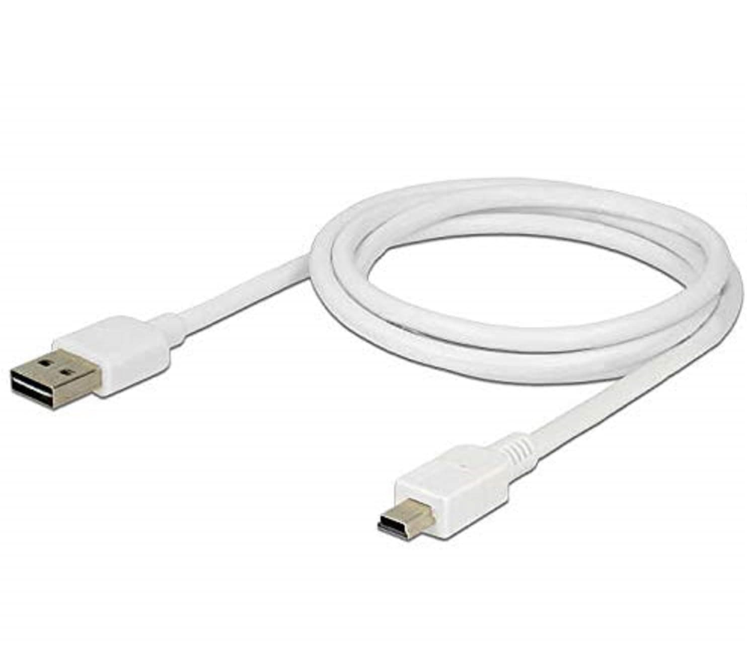 JGD 5 Pin Mini USB Cable (35 CM) USB 2.0 Type A to Mini B Cable Compatible with GoPro Hero 3+, PS3 Controller, MP3 Player, Digital Camera, White