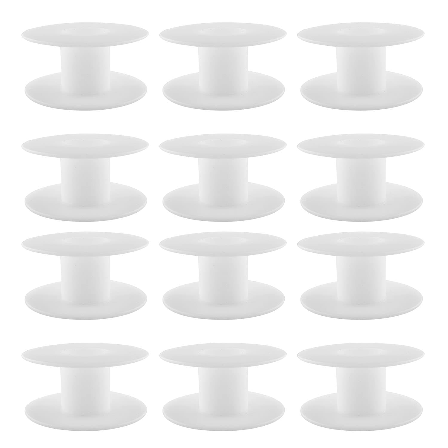 JCBIZ 12pcs 69mm Plastic Spool White Bobbin Empty Spools for Ribbon Beading String Wire Bobbin Cord Ropes