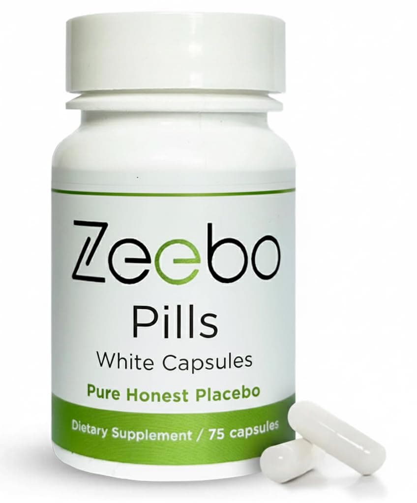 Zeebo - White Capsules Placebo Pills, No-Logo, Inert, Size-2, 75 Vegan Capsules, Lactose-Free, Sugar-Free, No Artificial Colors for Kids, Adults, Seniors