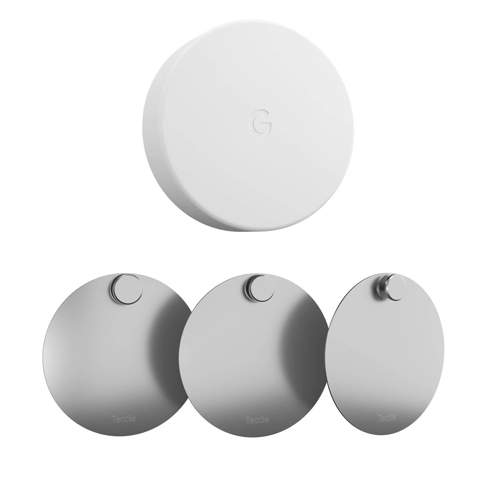 Teccle Wall Mount for Nest Temperature Sensor - No Hole Needed - Stainless Steel Bracket Plate for Google Nest Temperature Sensor Mount to Smooth and Dry Surface (Pack of 3)