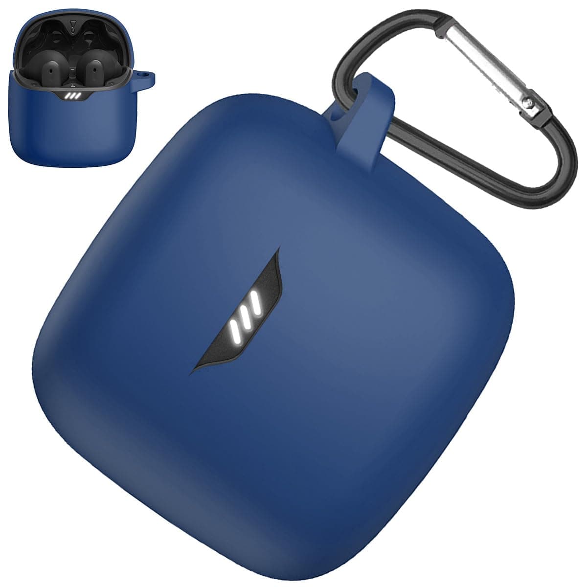 Case Cover Compatible with JBL Tune Flex Protective Carrying Case Anti-Scratch, Shock-Resistant, Dustproof, Silicone Protective Case Cover for JBL Tune Flex with Carabiner Case Cover(Blue)
