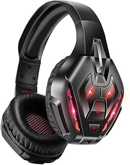 PHOINIKAS Wireless Gaming Headset, Detachable Wired Bluetooth Over Ear Headphone for PS4, Xbox One, PC, Nintendo Switch Wireless+Pro+7.1 Surround Red