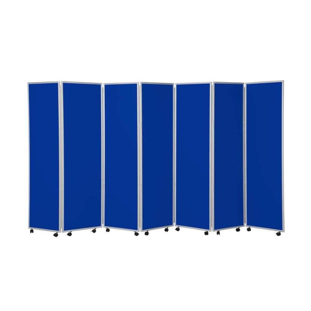 PANELWAREHOUSE.COM 7 Panel Mobile Concertina Folding Office Display Screen Room Partition 1200mm High - Blue Nyloop Fabric